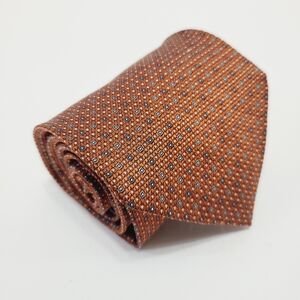 Tesoro Rosso Necktie Orange & Blue Geometric Pattern Men's Silk Neck Tie